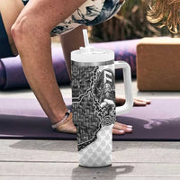 Odin and Skull Warrior Norse Mythology Tumbler With Handle Viking Black and White Engraved Stone Art