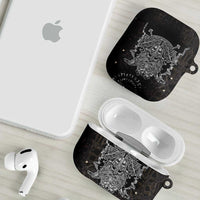 Viking Elder and Helm of Awe Norse Mythology AirPods Case Monochrome Rune Engraving Style