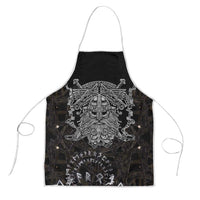 Viking Elder and Helm of Awe Norse Mythology Apron Monochrome Rune Engraving Style