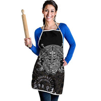 Viking Elder and Helm of Awe Norse Mythology Apron Monochrome Rune Engraving Style