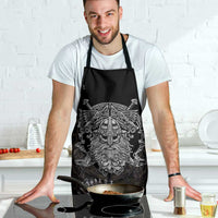 Viking Elder and Helm of Awe Norse Mythology Apron Monochrome Rune Engraving Style