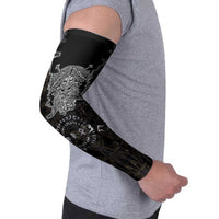 Viking Elder and Helm of Awe Norse Mythology Arm Sleeves Monochrome Rune Engraving Style
