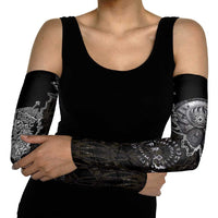 Viking Elder and Helm of Awe Norse Mythology Arm Sleeves Monochrome Rune Engraving Style