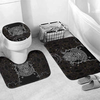 Viking Elder and Helm of Awe Norse Mythology Bathroom Set Monochrome Rune Engraving Style