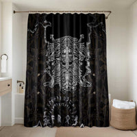 Viking Elder and Helm of Awe Norse Mythology Bathroom Set Monochrome Rune Engraving Style