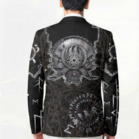 Viking Elder and Helm of Awe Norse Mythology Blazer Monochrome Rune Engraving Style