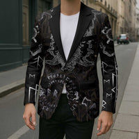 Viking Elder and Helm of Awe Norse Mythology Blazer Monochrome Rune Engraving Style