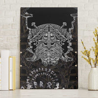 Viking Elder and Helm of Awe Norse Mythology Canvas Wall Art Monochrome Rune Engraving Style