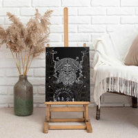 Viking Elder and Helm of Awe Norse Mythology Canvas Wall Art Monochrome Rune Engraving Style