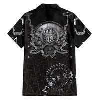 Viking Elder and Helm of Awe Norse Mythology Hawaiian Shirt Monochrome Rune Engraving Style