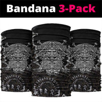 Viking Elder and Helm of Awe Norse Mythology Neck Gaiter Monochrome Rune Engraving Style