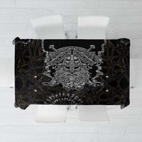 Viking Elder and Helm of Awe Norse Mythology Tablecloth Monochrome Rune Engraving Style