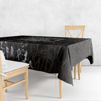 Viking Elder and Helm of Awe Norse Mythology Tablecloth Monochrome Rune Engraving Style