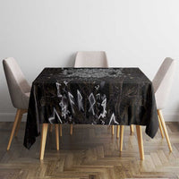 Viking Elder and Helm of Awe Norse Mythology Tablecloth Monochrome Rune Engraving Style