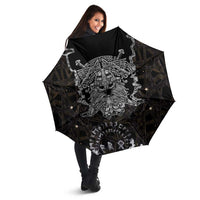 Viking Elder and Helm of Awe Norse Mythology Umbrella Monochrome Rune Engraving Style
