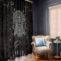 Viking Elder and Helm of Awe Norse Mythology Window Curtain Monochrome Rune Engraving Style