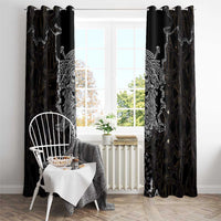 Viking Elder and Helm of Awe Norse Mythology Window Curtain Monochrome Rune Engraving Style