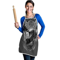 Odin and Viking Warrior Norse Mythology Apron Realistic Black and Grey Tattoo Style