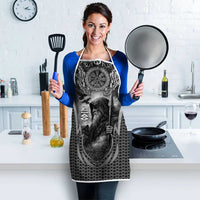 Odin and Viking Warrior Norse Mythology Apron Realistic Black and Grey Tattoo Style
