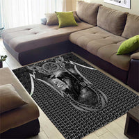 Odin and Viking Warrior Norse Mythology Area Rug Realistic Black and Grey Tattoo Style