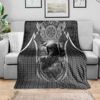 Odin and Viking Warrior Norse Mythology Blanket Realistic Black and Grey Tattoo Style