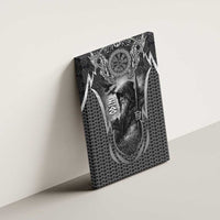 Odin and Viking Warrior Norse Mythology Canvas Wall Art Realistic Black and Grey Tattoo Style