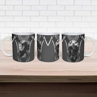 Odin and Viking Warrior Norse Mythology Ceramic Mug Realistic Black and Grey Tattoo Style