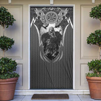 Odin and Viking Warrior Norse Mythology Door Cover Realistic Black and Grey Tattoo Style