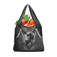 Odin and Viking Warrior Norse Mythology Grocery Bag Realistic Black and Grey Tattoo Style