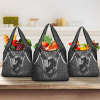 Odin and Viking Warrior Norse Mythology Grocery Bag Realistic Black and Grey Tattoo Style