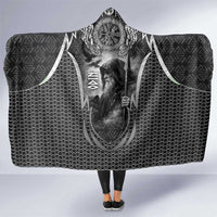 Odin and Viking Warrior Norse Mythology Hooded Blanket Realistic Black and Grey Tattoo Style