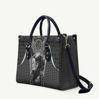 Odin and Viking Warrior Norse Mythology Leather Bag Realistic Black and Grey Tattoo Style