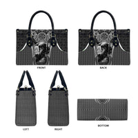 Odin and Viking Warrior Norse Mythology Leather Bag Realistic Black and Grey Tattoo Style