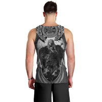 Odin and Viking Warrior Norse Mythology Men Tank Top Realistic Black and Grey Tattoo Style