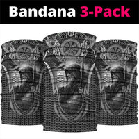 Odin and Viking Warrior Norse Mythology Neck Gaiter Realistic Black and Grey Tattoo Style