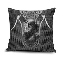 Odin and Viking Warrior Norse Mythology Pillow Cover Realistic Black and Grey Tattoo Style