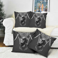 Odin and Viking Warrior Norse Mythology Pillow Cover Realistic Black and Grey Tattoo Style