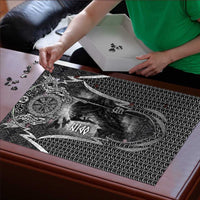 Odin and Viking Warrior Norse Mythology Puzzle Realistic Black and Grey Tattoo Style