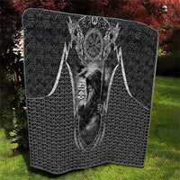 Odin and Viking Warrior Norse Mythology Quilt Realistic Black and Grey Tattoo Style