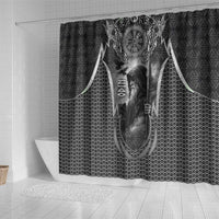 Odin and Viking Warrior Norse Mythology Shower Curtain Realistic Black and Grey Tattoo Style
