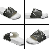 Odin and Viking Warrior Norse Mythology Slide Sandals Realistic Black and Grey Tattoo Style
