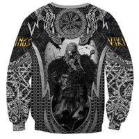 Odin and Viking Warrior Norse Mythology Sweatshirt Realistic Black and Grey Tattoo Style