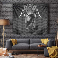 Odin and Viking Warrior Norse Mythology Tapestry Realistic Black and Grey Tattoo Style