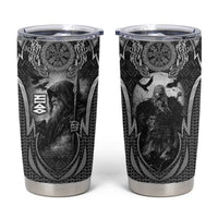 Odin and Viking Warrior Norse Mythology Tumbler Cup Realistic Black and Grey Tattoo Style