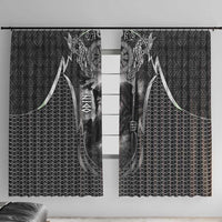 Odin and Viking Warrior Norse Mythology Window Curtain Realistic Black and Grey Tattoo Style