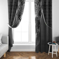 Odin and Viking Warrior Norse Mythology Window Curtain Realistic Black and Grey Tattoo Style
