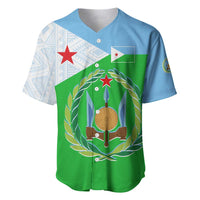 Djibouti Cultural Baseball Jersey National Emblem, Tribal Motifs and Red Star Symbol of Unity