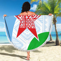 Djibouti Cultural Beach Blanket National Emblem, Tribal Motifs and Red Star Symbol of Unity