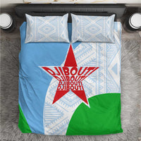 Djibouti Cultural Bedding Set National Emblem, Tribal Motifs and Red Star Symbol of Unity