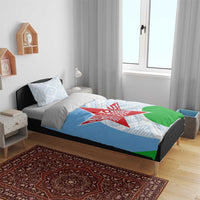 Djibouti Cultural Bedding Set National Emblem, Tribal Motifs and Red Star Symbol of Unity